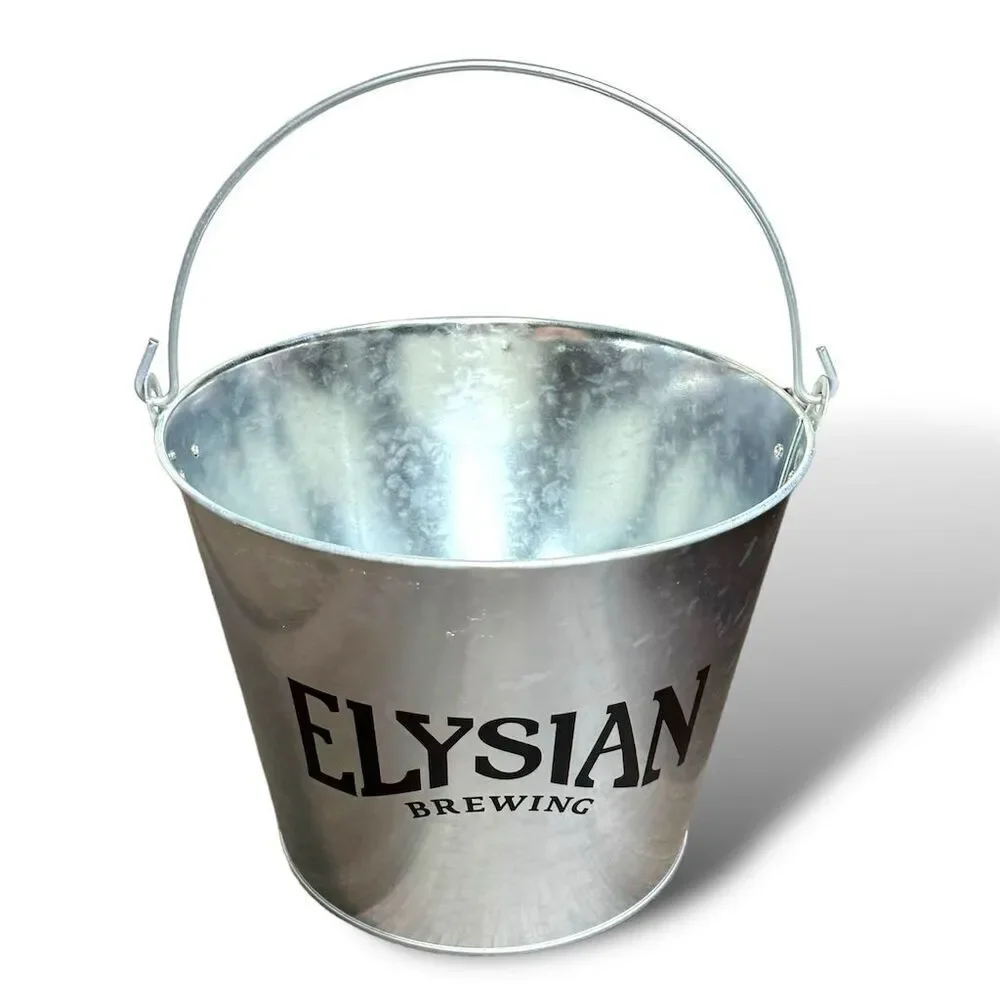 Elysian Brewing Silver Metal Ice Bucket with Handle for Parties &‎ BBQs